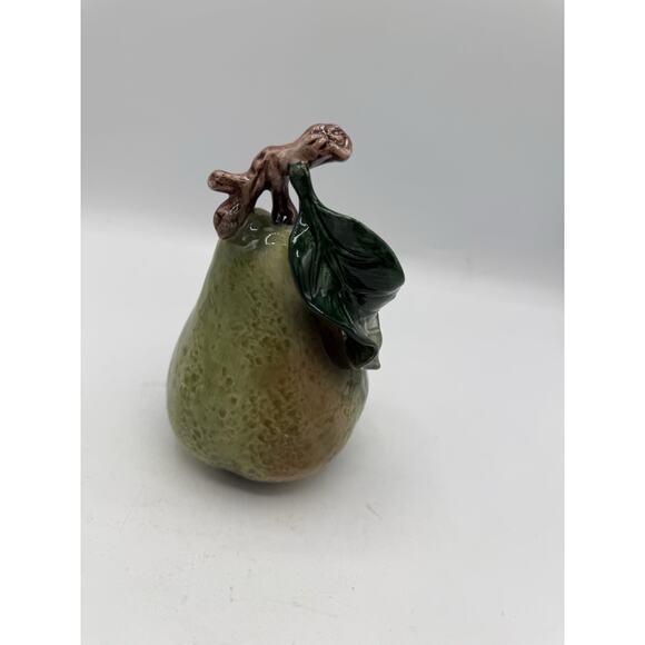 Vintage Ceramic Pear Figurine with Leaf & Branch Stem – 5.5” Tall - Picture 3 of 6